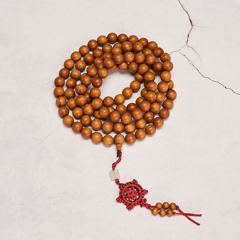 Buddha Stones Segensmeditations-Mala aus rotem Sandelholz, geknotet, runde Perle - image 3