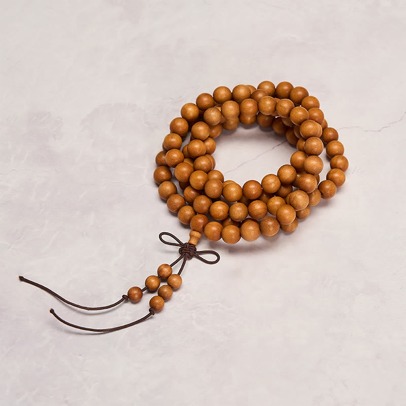 Buddha Stones Segensmeditations-Mala aus rotem Sandelholz, geknotet, runde Perle - image 4