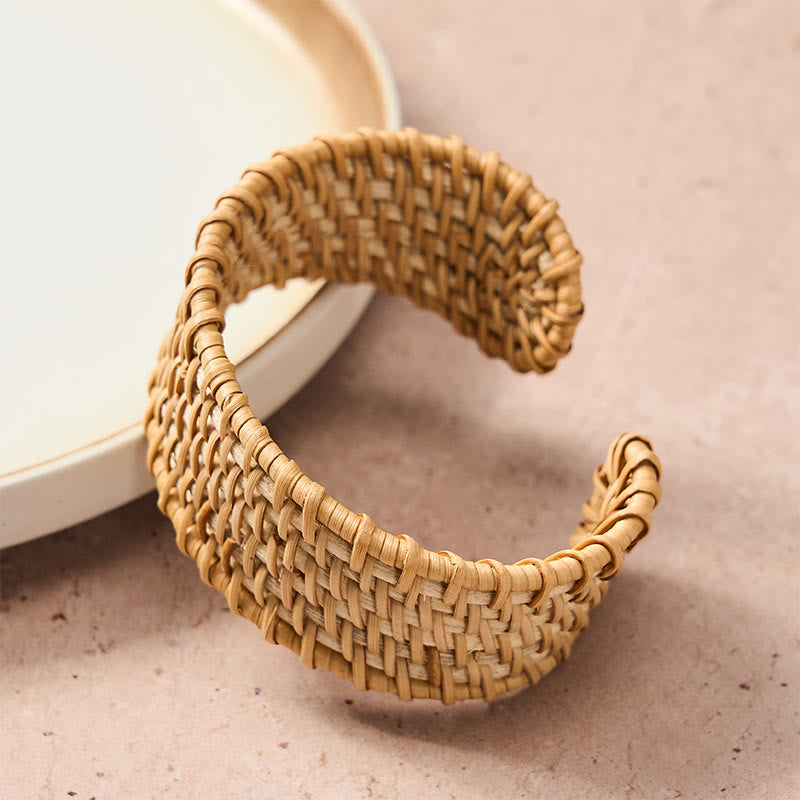 Buddha Stones Handgewebtes, breites Armband aus natürlichem Rattan zum Schutz vor Witterungseinflüssen im Boho-Stil - image 2