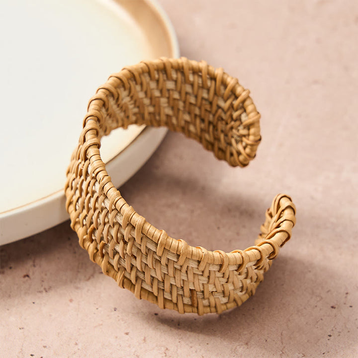 Buddha Stones Handgewebtes, breites Armband aus natürlichem Rattan zum Schutz vor Witterungseinflüssen im Boho-Stil - image 2