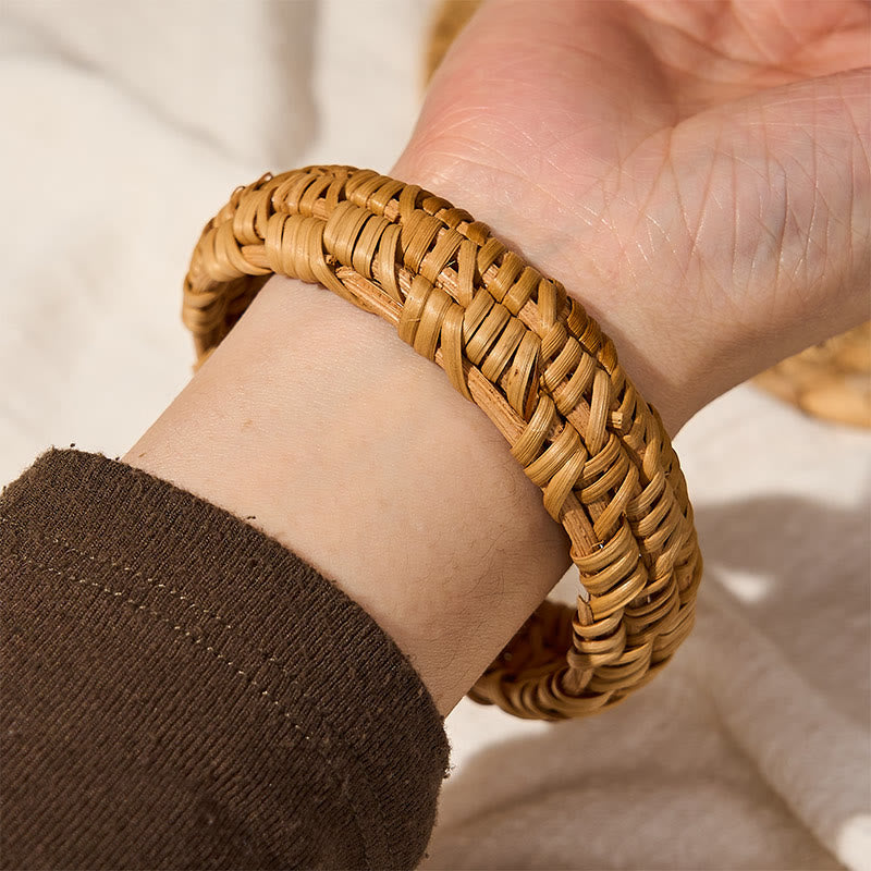 Buddha Stones Handgeflochtenes breites Armband aus Rattan im Bohème-Stil - image 10