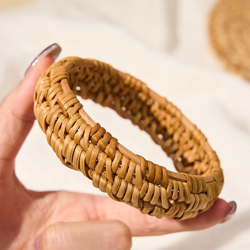Buddha Stones Handgeflochtenes breites Armband aus Rattan im Bohème-Stil - image 8