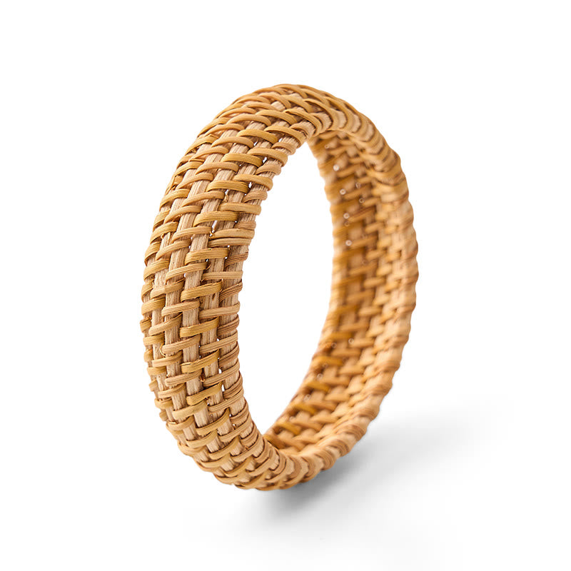 Buddha Stones Handgeflochtenes breites Armband aus Rattan im Bohème-Stil - Stil 2 - Rattan (Erdung♥Gesundheit) - image 1