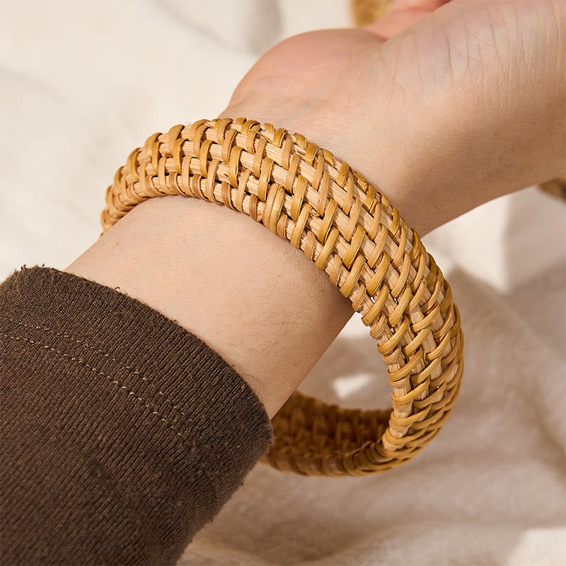 Buddha Stones Handgeflochtenes breites Armband aus Rattan im Bohème-Stil - image 11