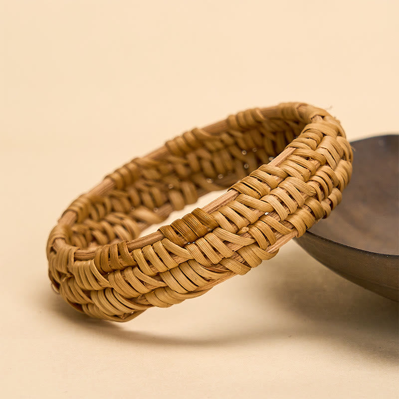 Buddha Stones Handgeflochtenes breites Armband aus Rattan im Bohème-Stil - image 2