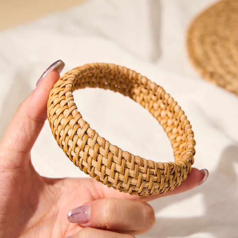Buddha Stones Handgeflochtenes breites Armband aus Rattan im Bohème-Stil - image 9