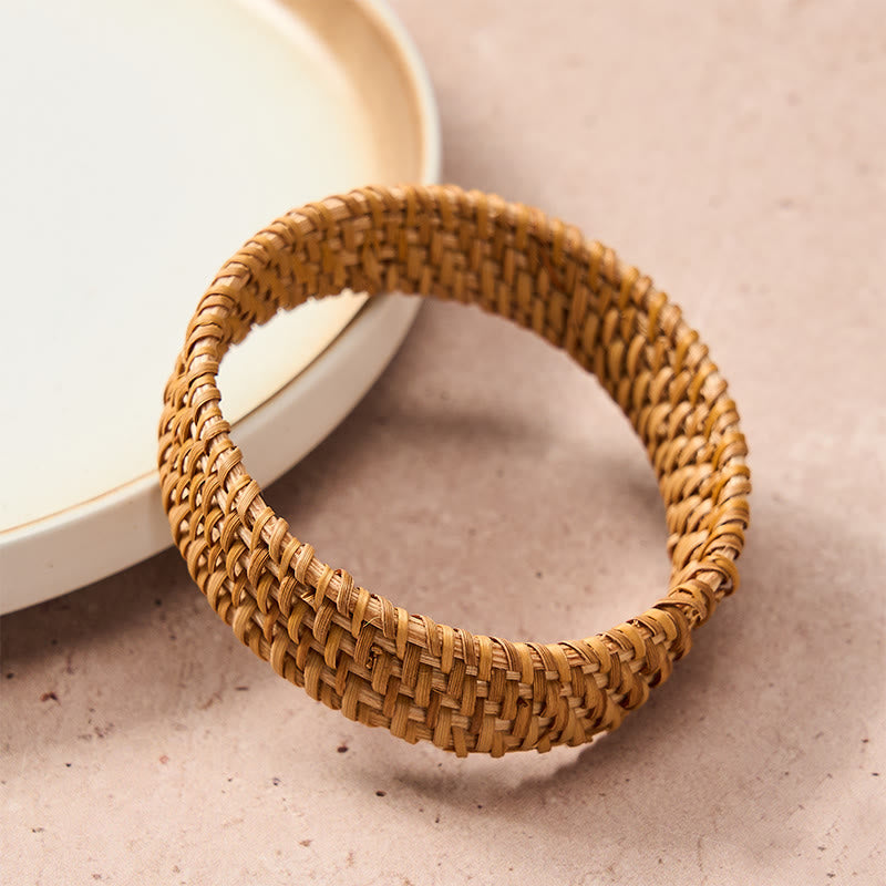 Buddha Stones Handgewebtes breites Armband aus Rattan im Boho-Stil - image 2