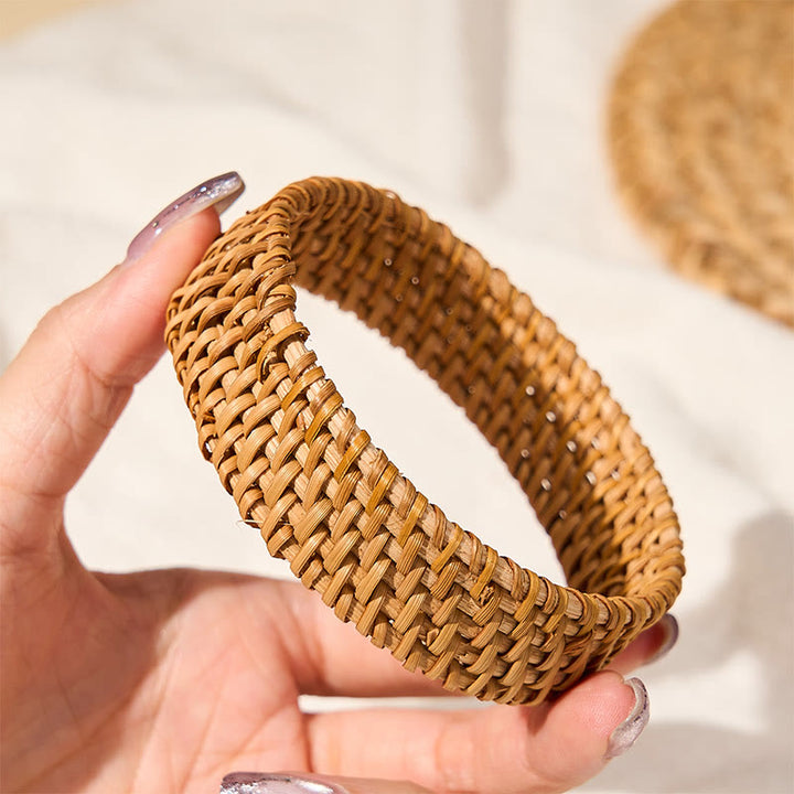Buddha Stones Handgewebtes breites Armband aus Rattan im Boho-Stil - image 3
