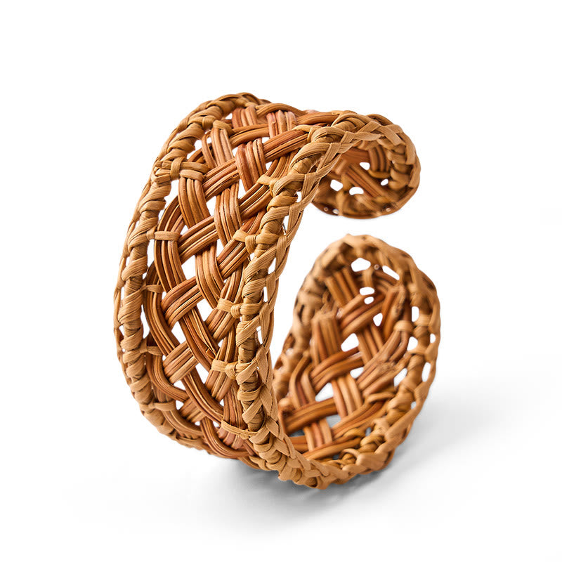 Buddha Stones Handgeflochtenes, verstellbares Armband aus natürlichem Rattan im Boho-Resort-Stil - Ratten (Balance ♥ Erdung) - image 0