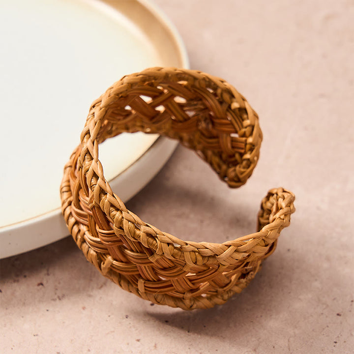 Buddha Stones Handgeflochtenes, verstellbares Armband aus natürlichem Rattan im Boho-Resort-Stil - image 2