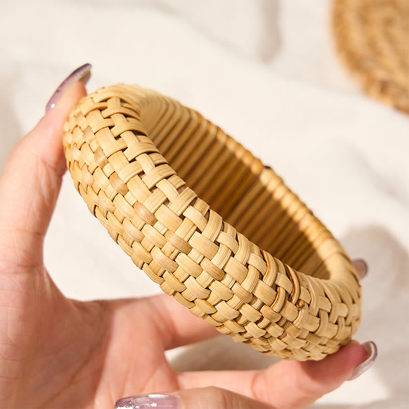 Buddha Stones Handgeflochtenes breites Armband aus Rattan im Boho-Strandstil - image 4