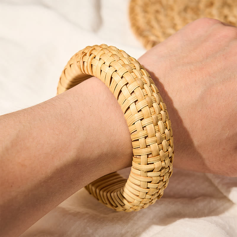 Buddha Stones Handgeflochtenes breites Armband aus Rattan im Boho-Strandstil - image 5