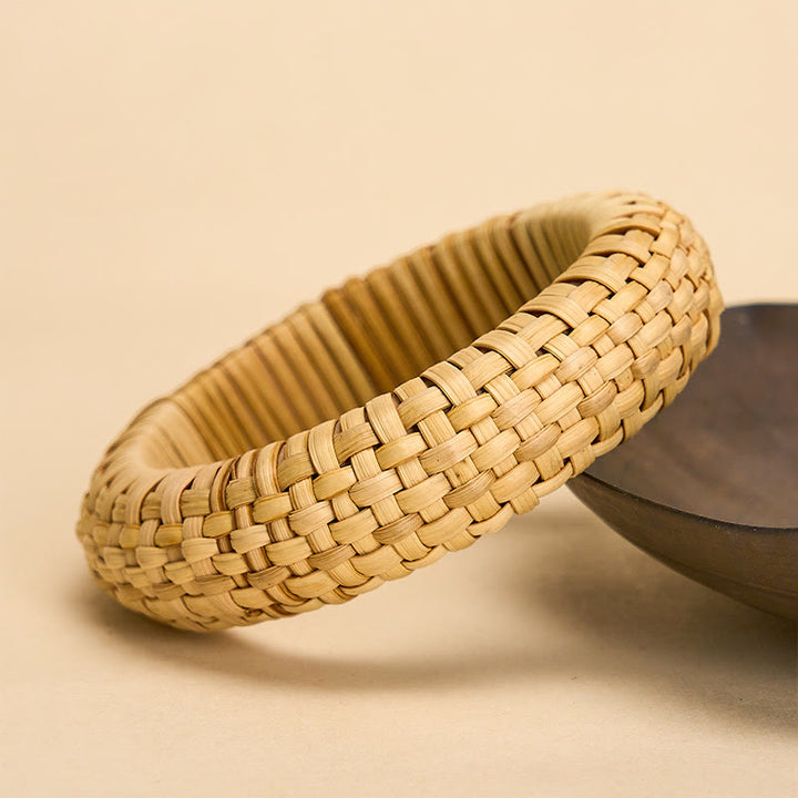 Buddha Stones Handgeflochtenes breites Armband aus Rattan im Boho-Strandstil - image 1