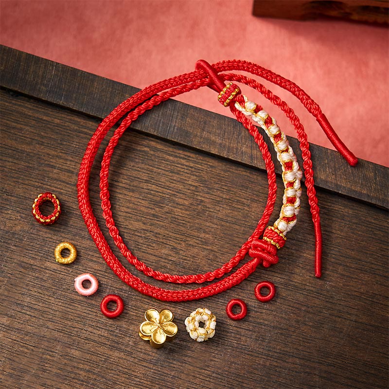 Buddha Stones Handgewebtes, zweilagiges Armband mit Pfirsichblüten-Knotenverbindung - image 3