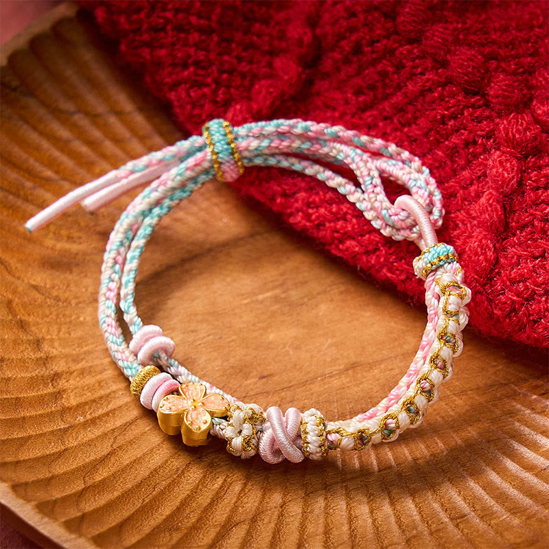 Buddha Stones Handgewebtes, zweilagiges Armband mit Pfirsichblüten-Knotenverbindung - image 10