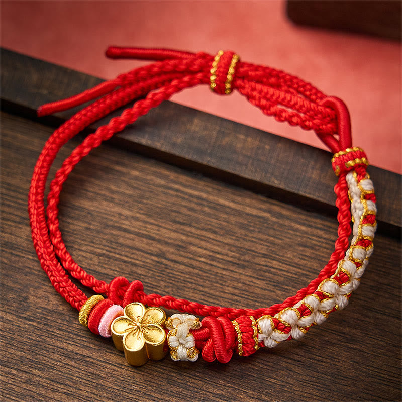 Buddha Stones Handgewebtes, zweilagiges Armband mit Pfirsichblüten-Knotenverbindung - image 1