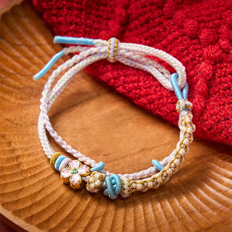 Buddha Stones Handgewebtes, zweilagiges Armband mit Pfirsichblüten-Knotenverbindung - image 17