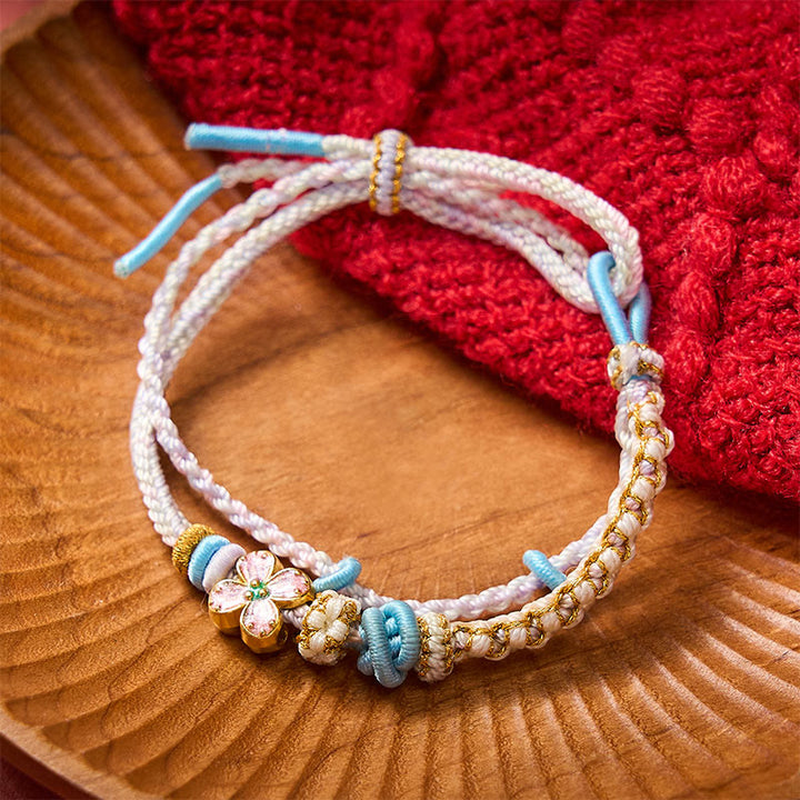 Buddha Stones Handgewebtes, zweilagiges Armband mit Pfirsichblüten-Knotenverbindung - image 17