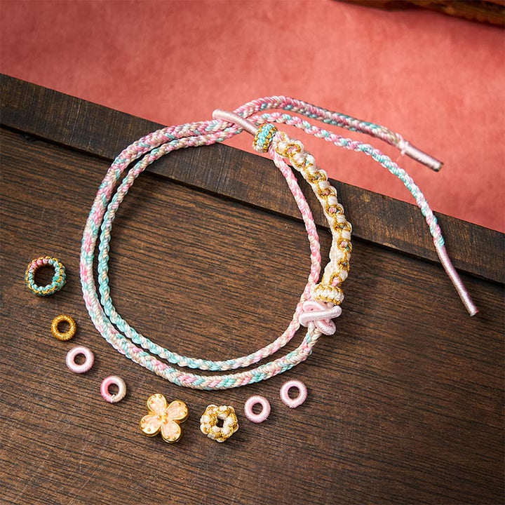 Buddha Stones Handgewebtes, zweilagiges Armband mit Pfirsichblüten-Knotenverbindung - image 11