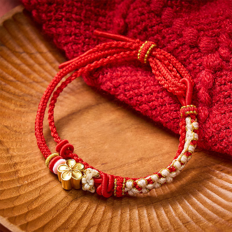 Buddha Stones Handgewebtes, zweilagiges Armband mit Pfirsichblüten-Knotenverbindung - image 2