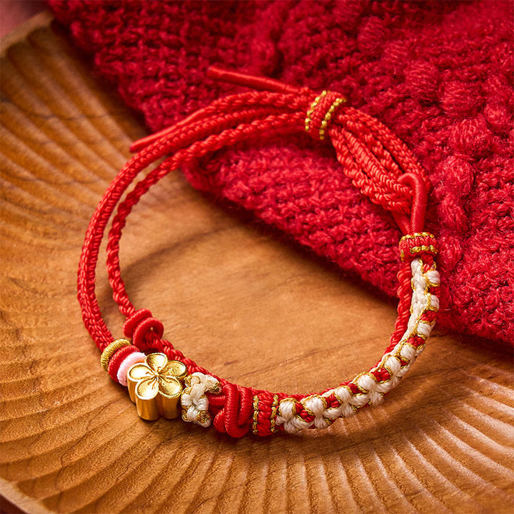 Buddha Stones Handgewebtes, zweilagiges Armband mit Pfirsichblüten-Knotenverbindung - image 2