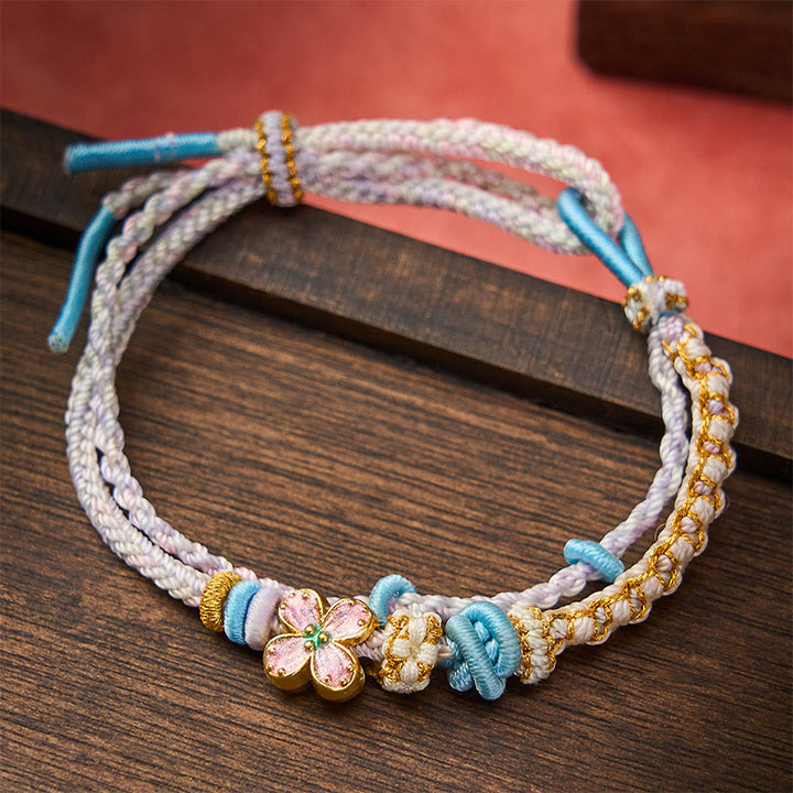 Buddha Stones Handgewebtes, zweilagiges Armband mit Pfirsichblüten-Knotenverbindung - image 16