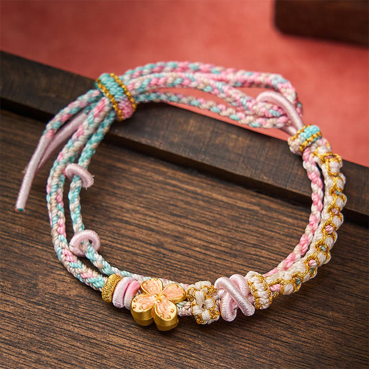 Buddha Stones Handgewebtes, zweilagiges Armband mit Pfirsichblüten-Knotenverbindung - image 9