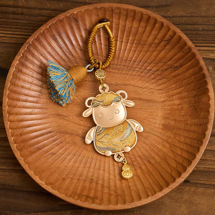 Buddha Stones Song Brocade Handgefertigter Schlüsselanhänger mit chinesischer Tierkreisquaste und Glücksbringermotiv - image 11