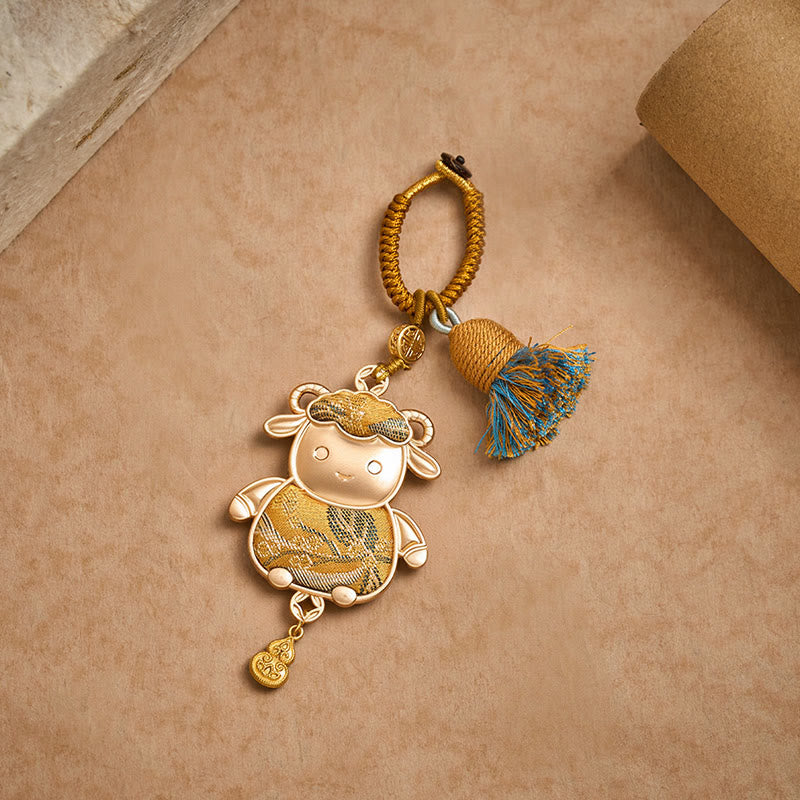 Buddha Stones Song Brocade Handgefertigter Schlüsselanhänger mit chinesischer Tierkreisquaste und Glücksbringermotiv - image 14