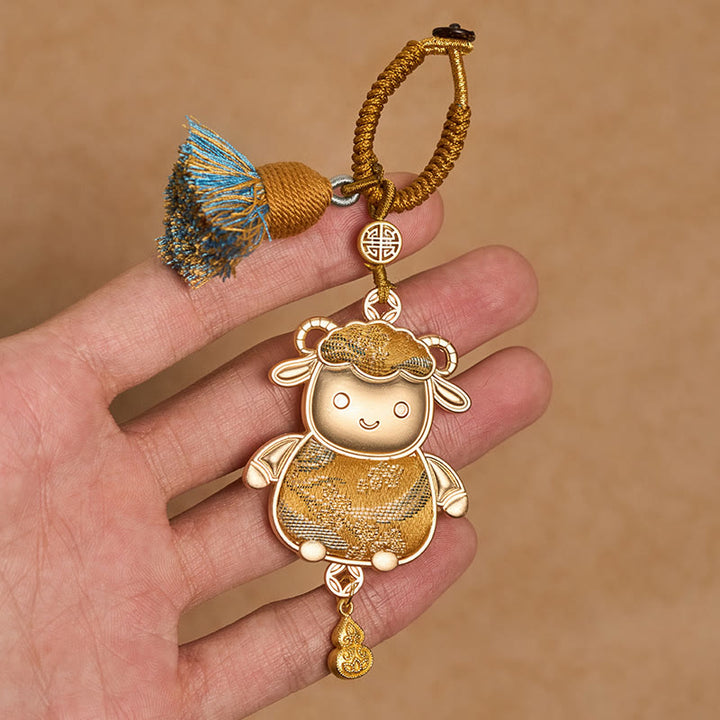 Buddha Stones Song Brocade Handgefertigter Schlüsselanhänger mit chinesischer Tierkreisquaste und Glücksbringermotiv - image 16