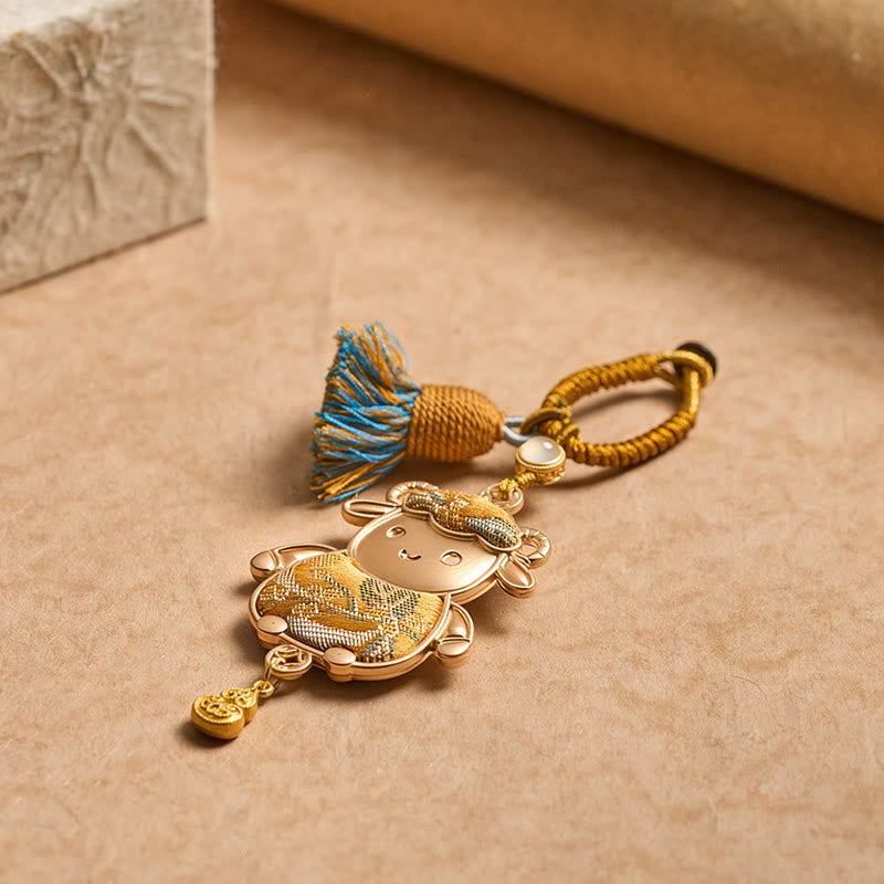 Buddha Stones Song Brocade Handgefertigter Schlüsselanhänger mit chinesischer Tierkreisquaste und Glücksbringermotiv - image 15
