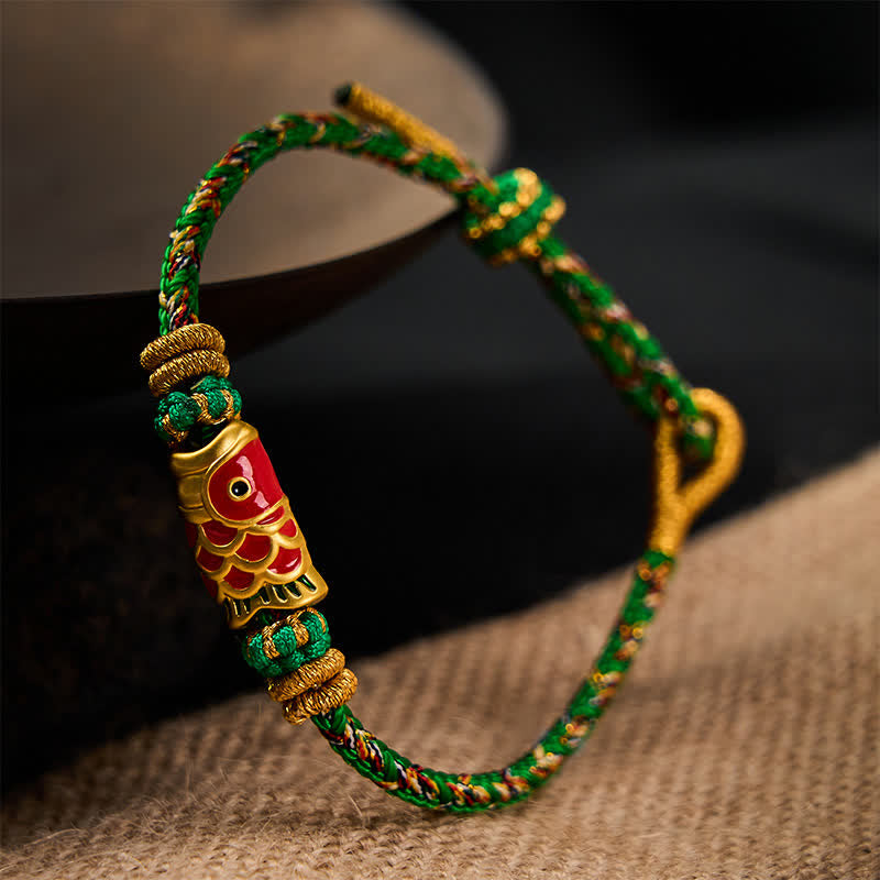 Buddha Stones Handgewebtes Armband mit Koi-Fisch-Glückssymbol - image 1