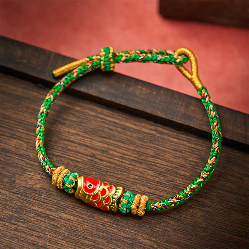 Buddha Stones Handgewebtes Armband mit Koi-Fisch-Glückssymbol - image 2