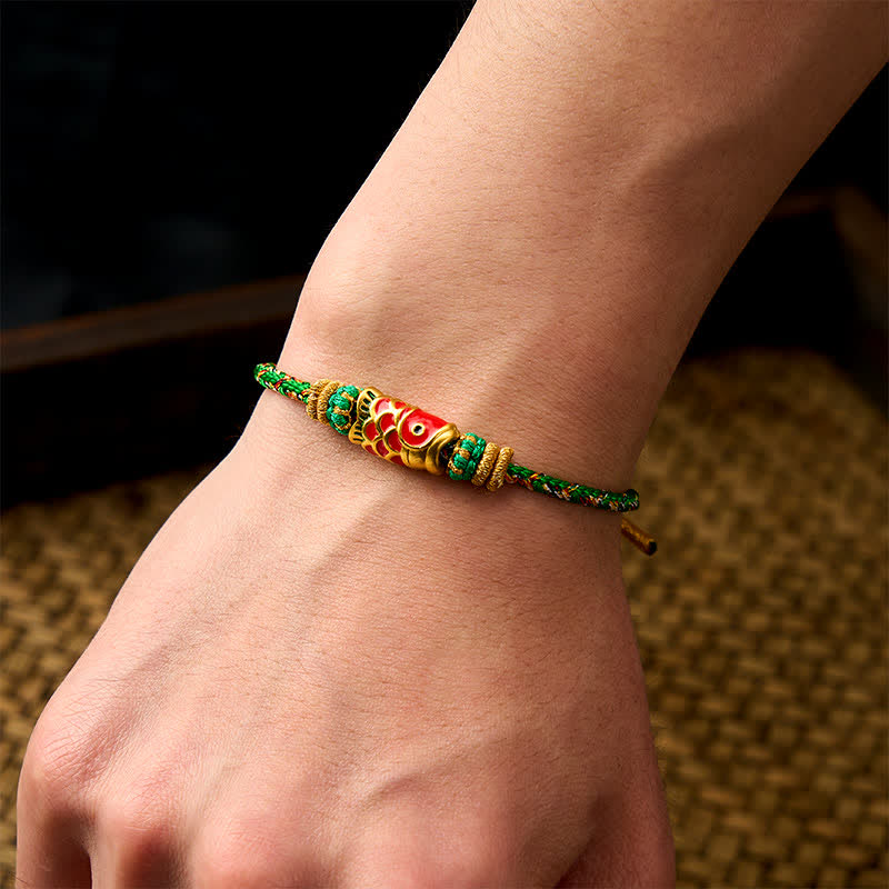 Buddha Stones Handgewebtes Armband mit Koi-Fisch-Glückssymbol - image 4