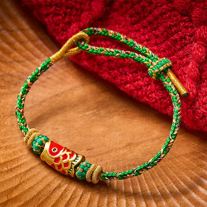 Buddha Stones Handgewebtes Armband mit Koi-Fisch-Glückssymbol - Grün mit Koi-Fisch-Accessoire - image 0