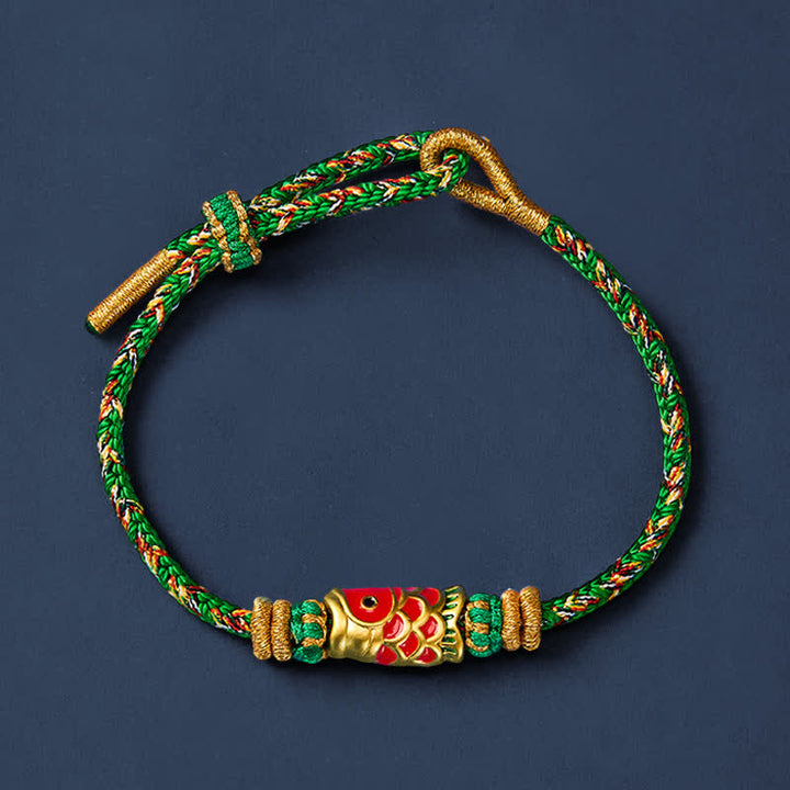 Buddha Stones Handgewebtes Armband mit Koi-Fisch-Glückssymbol - image 3