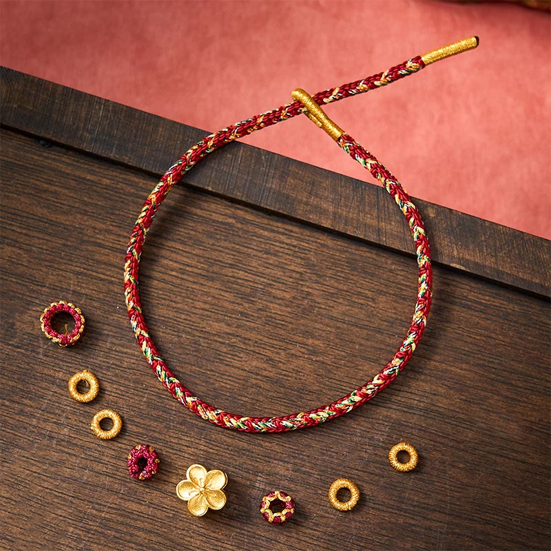 Buddha Stones Handgewebtes rotes Armband mit Koi-Fisch- und Blumenmotiv zum Schutz - image 19