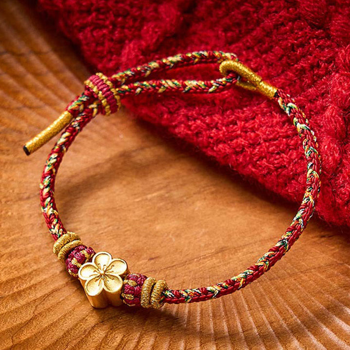 Buddha Stones Handgewebtes rotes Armband mit Koi-Fisch- und Blumenmotiv zum Schutz - image 17