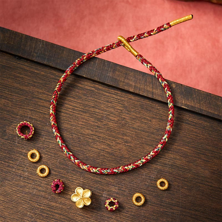 Buddha Stones Handgewebtes rotes Armband mit Koi-Fisch- und Blumenmotiv zum Schutz - image 16