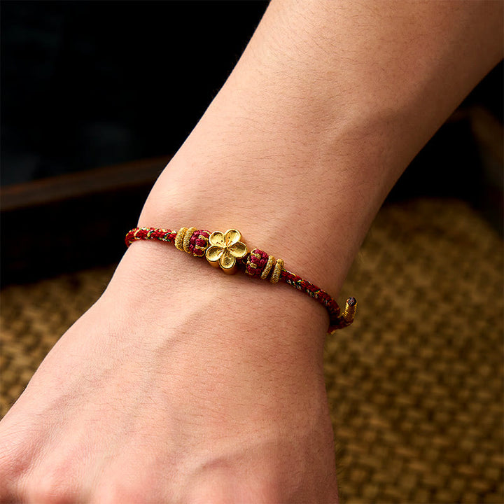 Buddha Stones Handgewebtes rotes Armband mit Koi-Fisch- und Blumenmotiv zum Schutz - image 20