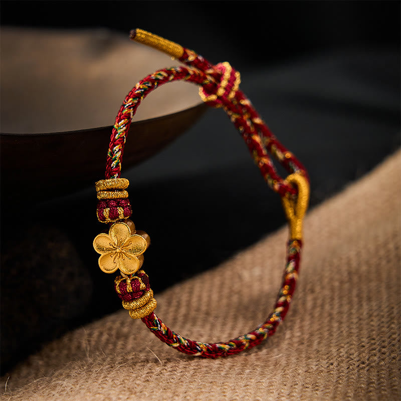 Buddha Stones Handgewebtes rotes Armband mit Koi-Fisch- und Blumenmotiv zum Schutz - image 18
