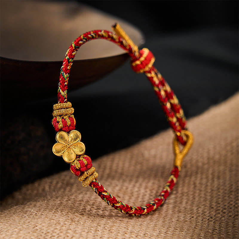 Buddha Stones Handgewebtes rotes Armband mit Koi-Fisch- und Blumenmotiv zum Schutz - image 12