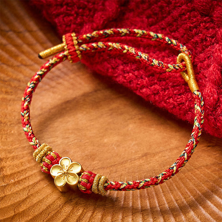 Buddha Stones Handgewebtes rotes Armband mit Koi-Fisch- und Blumenmotiv zum Schutz - image 11