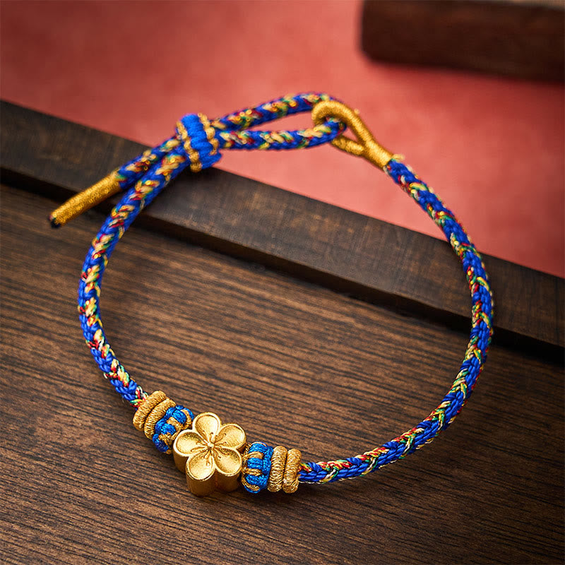 Buddha Stones Handgewebtes Om Mani Padme Hum Friedensarmband - Blau - Mit Blumenaccessoire - image 12
