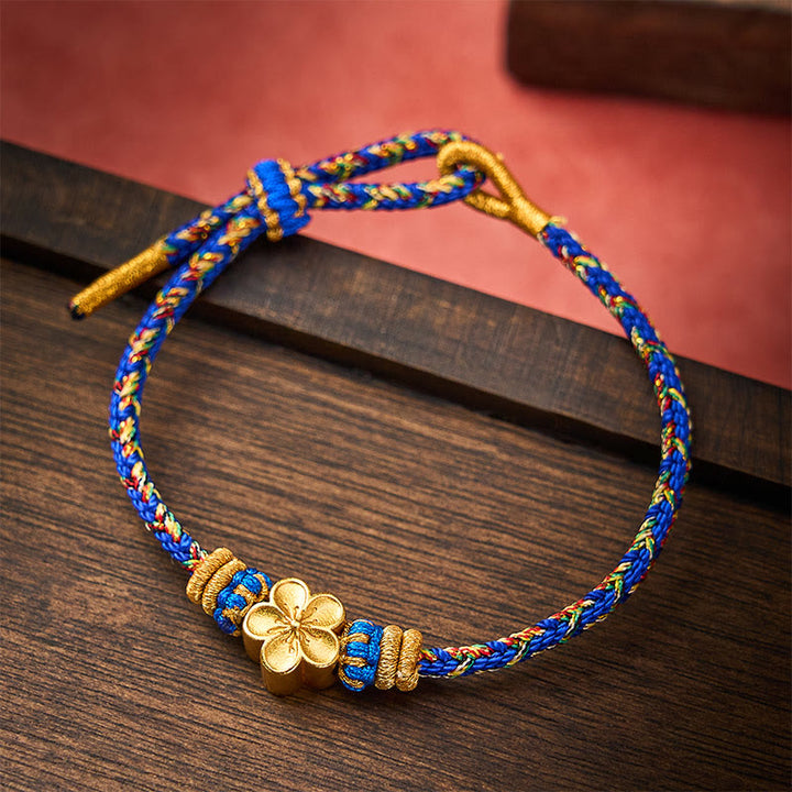 Buddha Stones Handgewebtes Om Mani Padme Hum Friedensarmband - Blau - Mit Blumenaccessoire - image 12