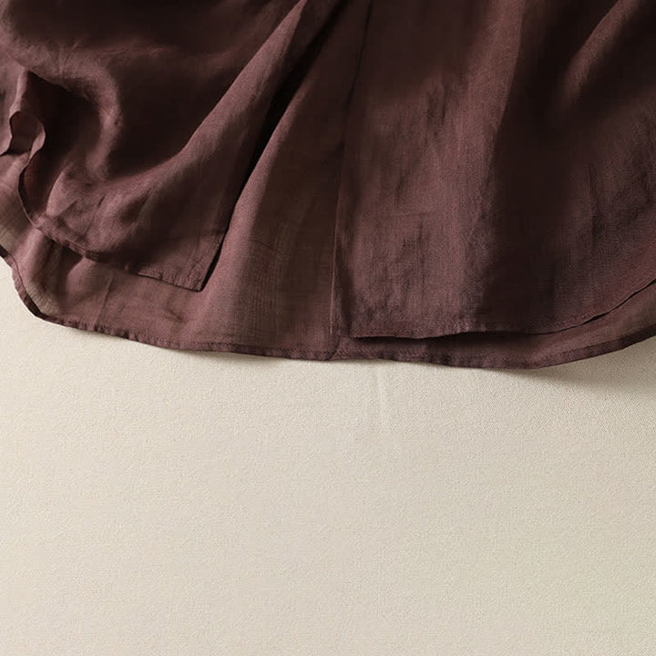 Buddha Stones Sommerliches Vintage-Kleid für Damen, einfarbig, mit kurzen Ärmeln, Midi-Länge, Knopfleiste und Taschen - image 10