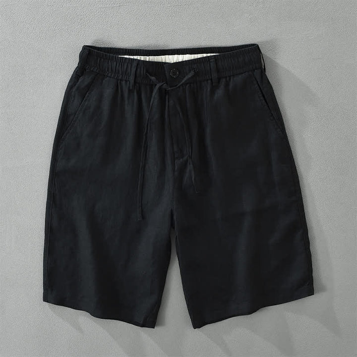 Buddha Stones Lässige, minimalistische Herren-Shorts aus Leinen mit Kordelzug und Reißverschluss sowie Taschen – ideal für den Sommer. - Schwarz - US/UK/AU46, EU56 (3XL) - image 11