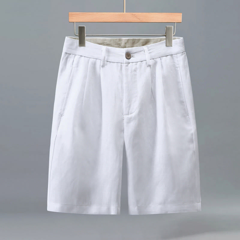 Buddha Stones Lässige Sommer-Shorts für Herren mit Knopfleiste, Reißverschluss, Falten vorne und Taschen - Weiß - US/UK/AU46, EU56 (3XL) - image 9
