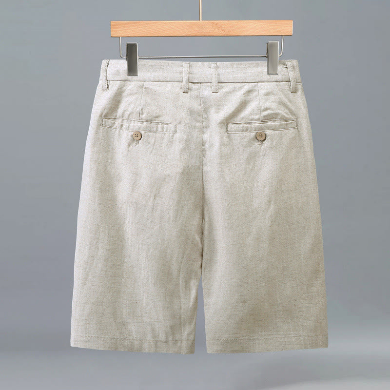 Buddha Stones Lässige Sommer-Shorts für Herren mit Knopfleiste, Reißverschluss, Falten vorne und Taschen - image 1