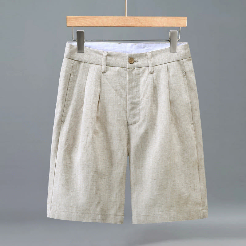 Buddha Stones Lässige Sommer-Shorts für Herren mit Knopfleiste, Reißverschluss, Falten vorne und Taschen - Beige - US/UK/AU46, EU56 (3XL) - image 0